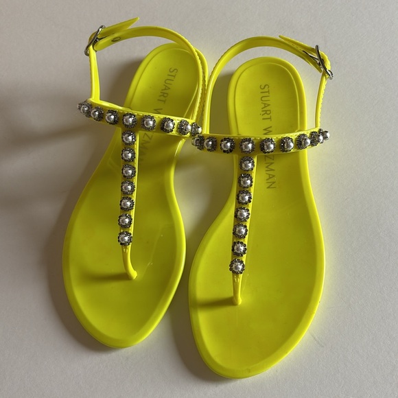 STUART WEITZMAN PEARL CRYSTAL-EMBELLISHED JELLY THONG SANDALS - Picture 5 of 10